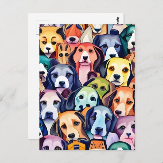 Regenboog Honden, Postcrossing Briefkaart (Voorkant / Achterkant)