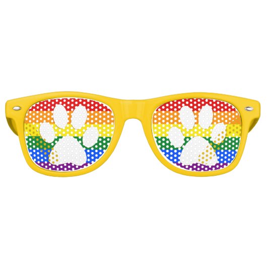 Regenboog Hondenpoten Pride Retro Zonnebril (Voorkant)