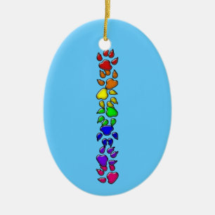 regenboog hondenprint keramisch ornament