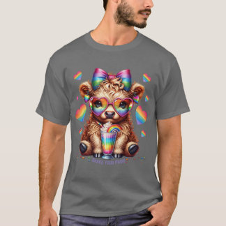 Regenboog Hoogland Koe Pride Viering Cute Koe Ar T-shirt
