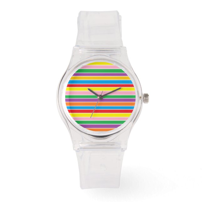 Regenboog Horizontale Strepen Horloge (Voorkant)