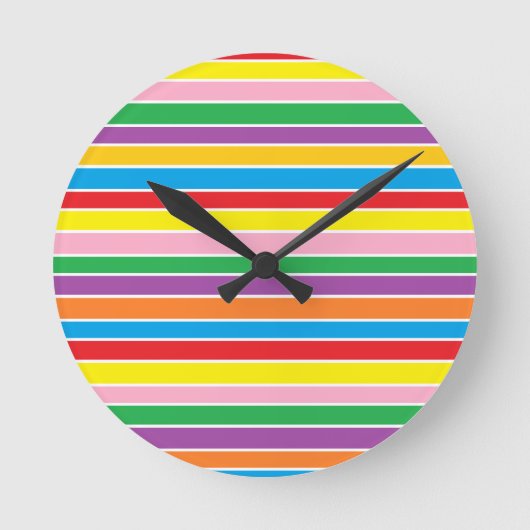 Regenboog Horizontale Strepen Ronde Klok (Voorkant)