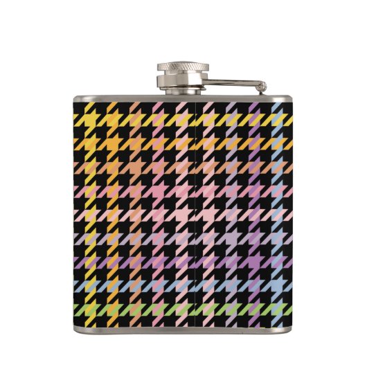 Regenboog Houndstooth Patroon Heupfles (Achterkant)