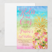 Regenboog Hula over, Luau, Ananas Verjaardag Kaart (Voorkant / Achterkant)