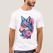 Regenboog Husky Cute Bloem Grafische Hond T-shirt (Voorkant)