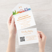 Regenboog Huwelijk LGBT Pride RSVP QR Code  All In One Uitnodiging (Afscheurbaar)