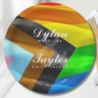 Regenboog Huwelijk Pride Vlag Typografie Papieren Bordje