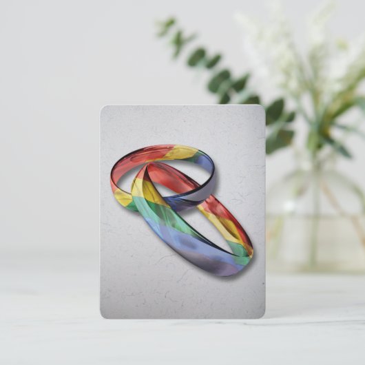 Regenboog Huwelijksringen voor Huwelijksgelijkheid Kaart (Staand voorkant)