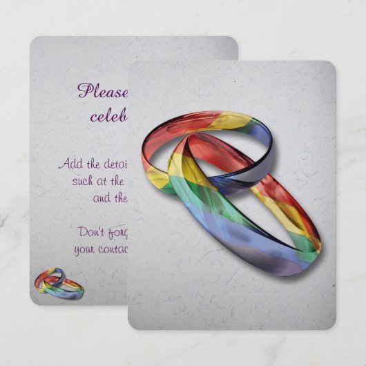 Regenboog Huwelijksringen voor Huwelijksgelijkheid Kaart (Voorkant / Achterkant)
