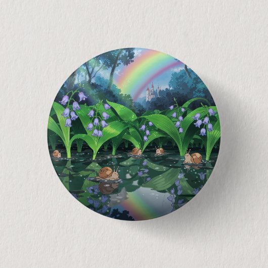 Regenboog hyacint slak cartoon ronde button 3,2 cm (Voorkant)