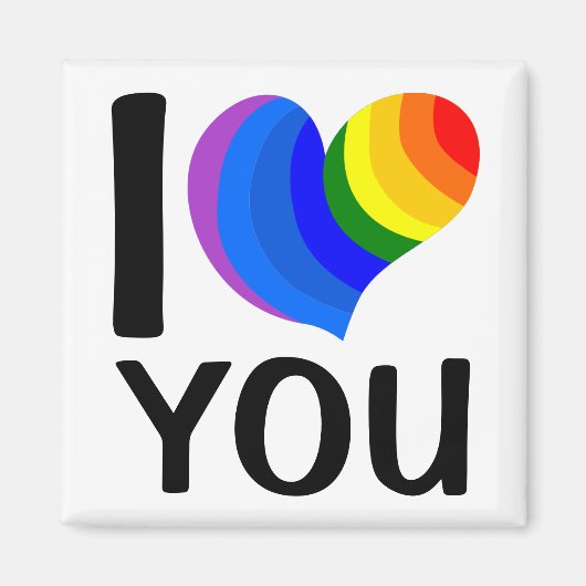 Regenboog "I [hart] You" Magneet (Voorkant)