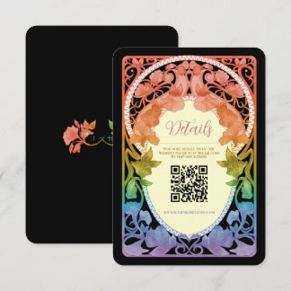 Regenboog II Art Nouveau QR-code huwelijksbijlage Informatiekaartje