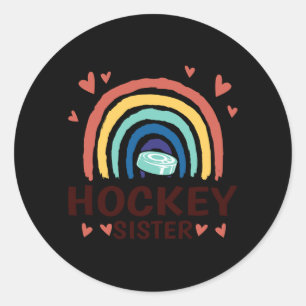 Regenboog IJshockey Familie Matching Hockey Zus Ronde Sticker