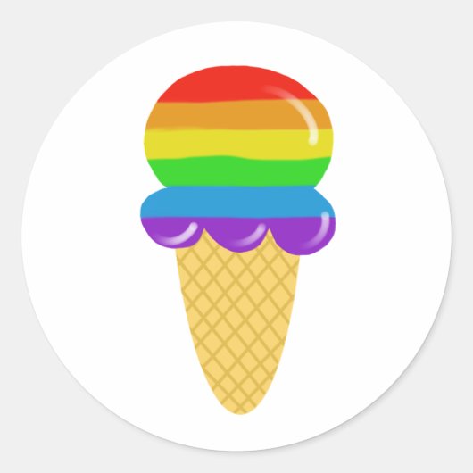 Regenboog ijsje kegel stickers (Voorkant)