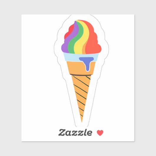Regenboog ijsje sticker (Vel)
