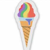 Regenboog-ijskegel Sticker (Voorkant)
