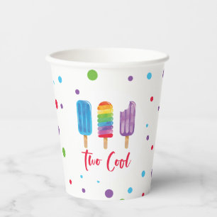 Regenboog ijslolly Two Cool 2e verjaardag Papieren Bekers