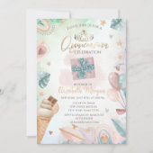 Regenboog, ijsroom, Balloons Summer Quinceañera Kaart (Voorkant)