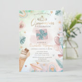 Regenboog, ijsroom, Balloons Summer Quinceañera Kaart (Staand voorkant)