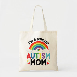 Regenboog Ik ben een trots autisme Mam Autism Awar Tote Bag