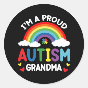 Regenboog Ik Ben Een Trots Autisme Oma Autisme Bew Ronde Sticker