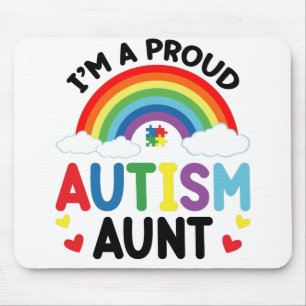 Regenboog Ik ben een trots autisme tante Autism Aw Muismat