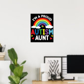 Regenboog Ik ben een trots autisme tante Autism Aw Poster (Thuiskantoor)