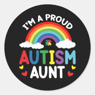 Regenboog Ik ben een trots autisme tante Autism Aw Ronde Sticker