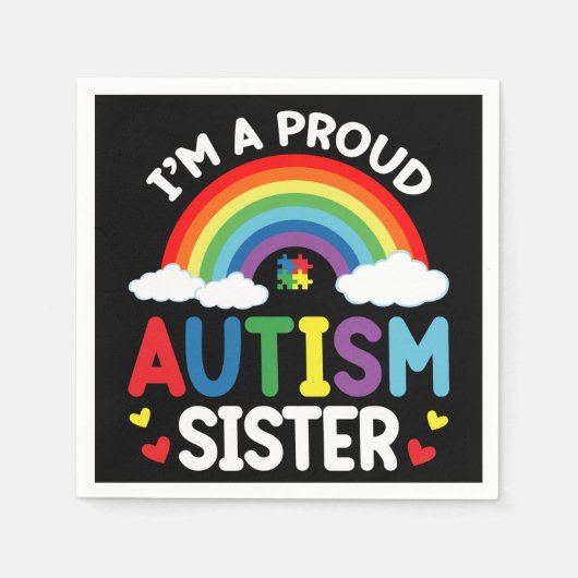Regenboog Ik ben een trots autisme zuster Autism A Servet (Voorkant)
