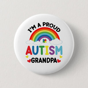 Regenboog Ik ben een trotse autisme opa Autisme be Ronde Button 5,7 Cm