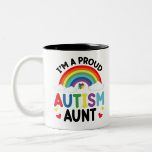 Regenboog Ik ben een trotse autisme tante Autisme Tweekleurige Koffiemok