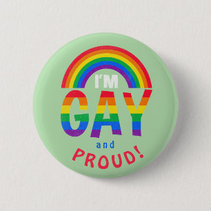 Regenboog ik ben Gay en Proud. LGBTQ-Button Ronde Button 5,7 Cm