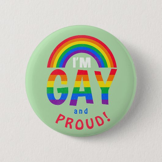 Regenboog ik ben Gay en Proud. LGBTQ-Button Ronde Button 5,7 Cm (Voorkant)