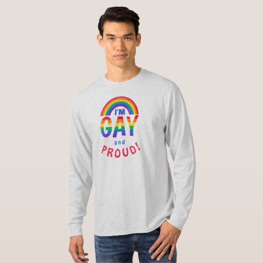 Regenboog ik ben Gay en Proud. LGBTQ T-shirt (Voorkant volledig)