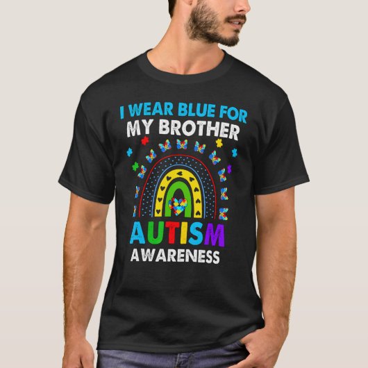 Regenboog ik Draag blauw voor mijn broederautisme  T-shirt (Voorkant)