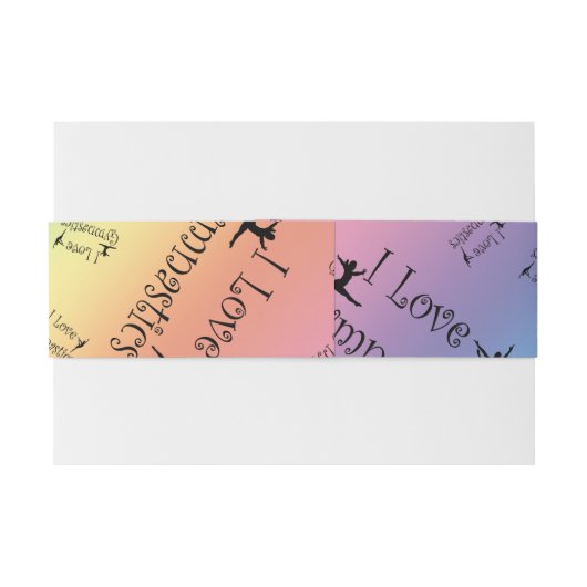 Regenboog Ik hou van gymnastiek Uitnodigingen Wikkel (Achterkant Voorbeeld)