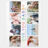 Regenboog 'IK HOU VAN JE PAPA' Fotocollage Aandenk Fleece Deken (Voorkant)
