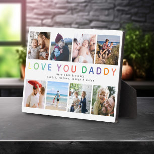 Regenboog 'IK HOU VAN JE PAPA' Fotocollage Aandenk Fotoplaat