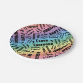 Regenboog Ik hou van lacrosse Papieren Bordje (Gekanteld)