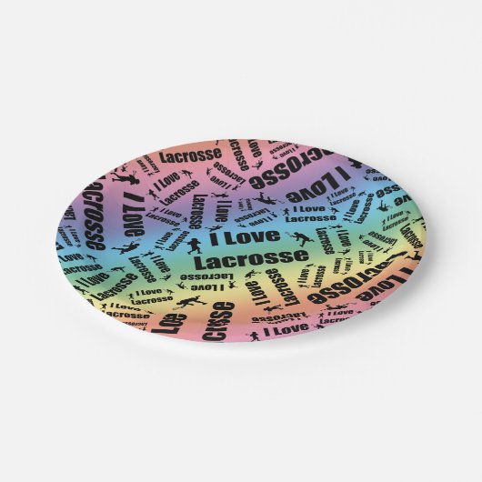 Regenboog Ik hou van lacrosse Papieren Bordje (Gekanteld)