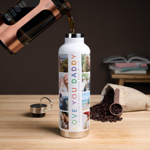 Regenboog 'IK HOU VAN PAPPIE' Fotocollage Aandenke Waterfles