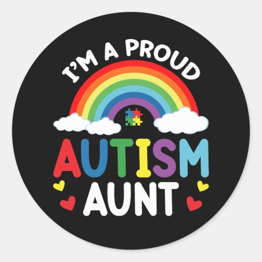 Regenboog I'm A Proud Autism Tante Autism Bewustzi Ronde Sticker (Voorkant)