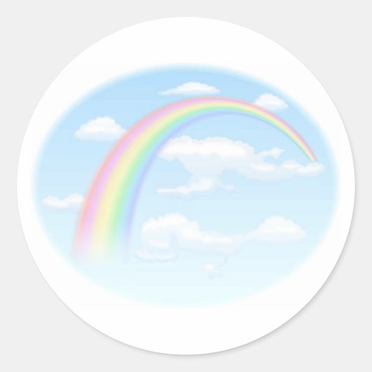 Regenboog in blauwe hemel ronde sticker (Voorkant)