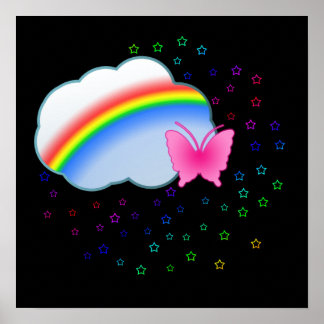 Regenboog in de wolken poster