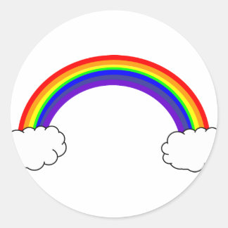 Regenboog in de wolken ronde sticker
