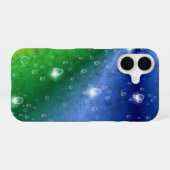 Regenboog in Elephant Skin Leather Optik & Raindro iPhone 16 Hoesje (Achterkant horizontaal)