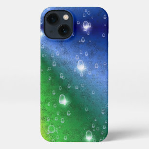 Regenboog in Elephant Skin Leather Optik & Raindro iPhone 13 Hoesje