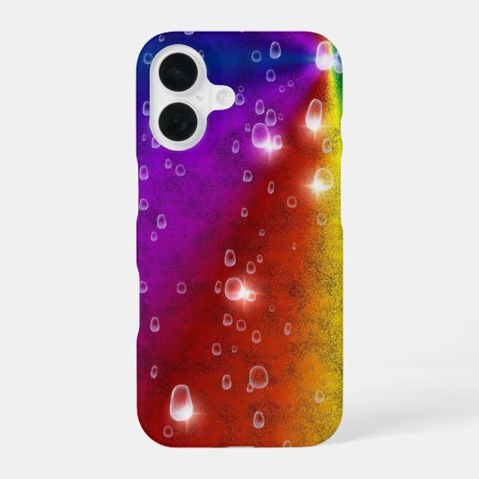 Regenboog in Elephant Skin Leather Optik, Regendru iPhone 16 Hoesje (Achterkant)