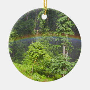 Regenboog in het bos keramisch ornament