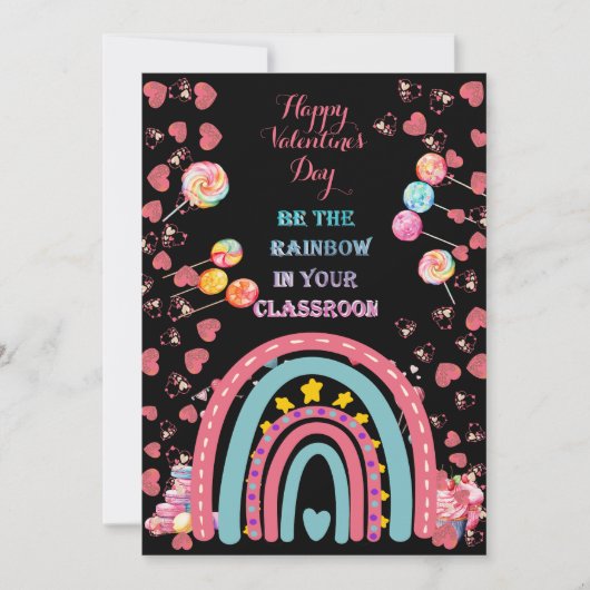 Regenboog in Klaslokaal Snoep Harten Valentijnse K Feestdagenkaart (Voorkant)